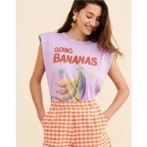Going Bananas XS Farm Rio Lavender Graphic Muscle Summer Tee
